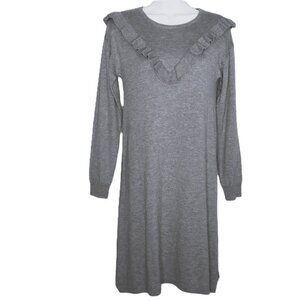 New Creamie Sweater Dress Gray Pullover Knit Stretch Ruffle NWOT Sz Girl's 12